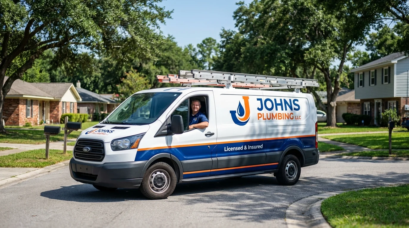 Johns Plumbing LLC service van in Glenville, WV