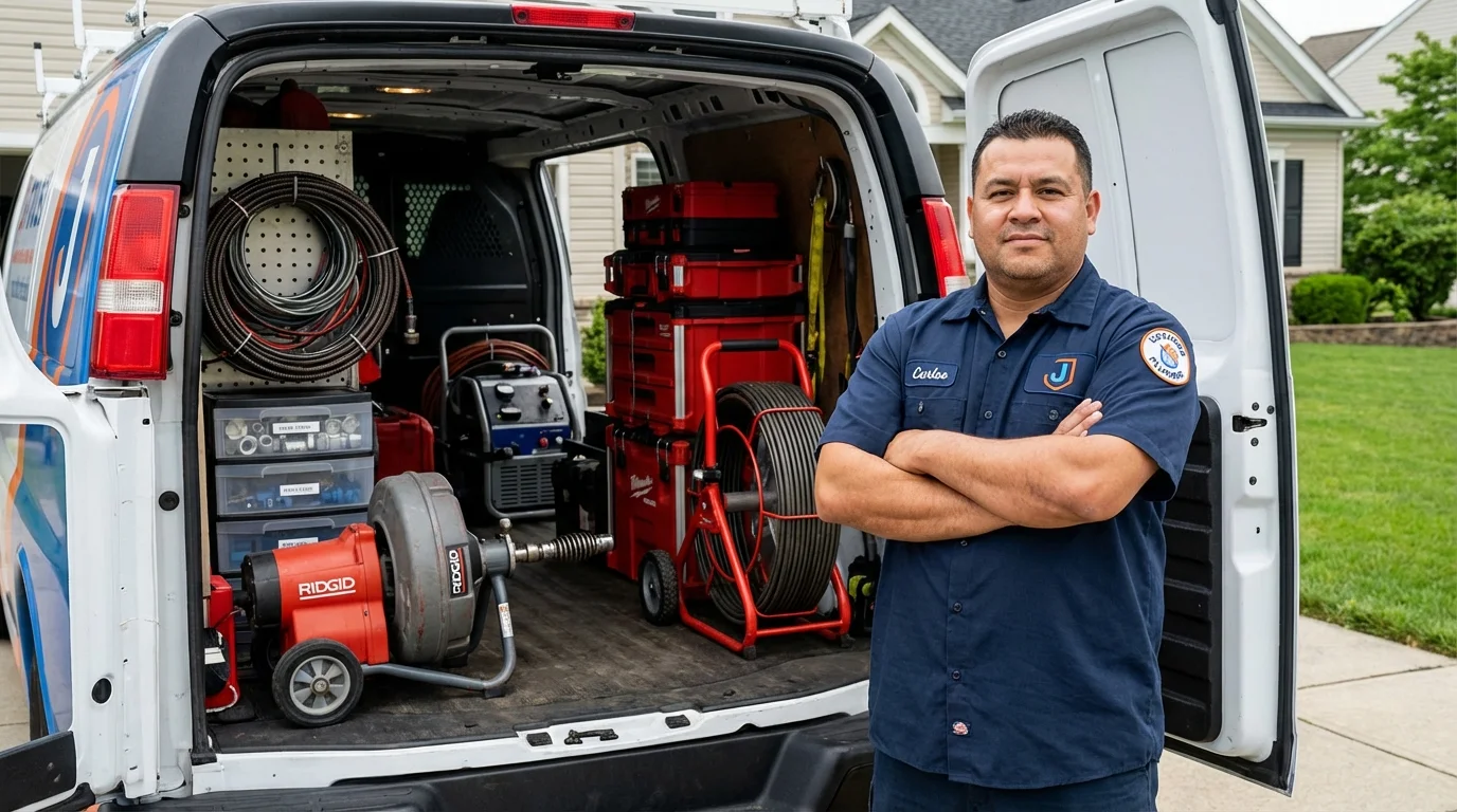 Professional drain cleaning equipment and Johns Plumbing LLC plumber in Glenville