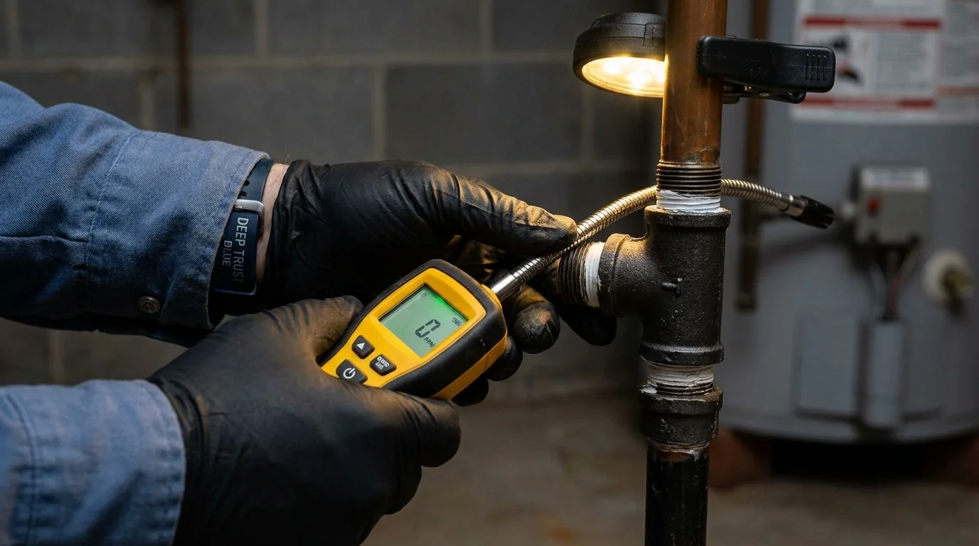Gas leak detection with electronic sniffer by Johns Plumbing LLC in Glenville